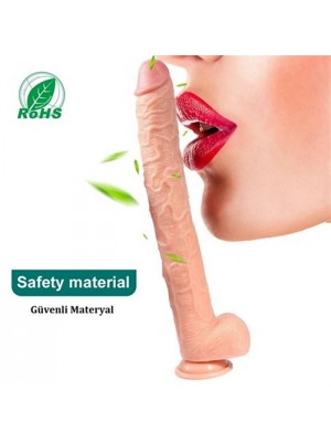 Realistik Penis Gerçekçi Damarlı 43cm Dev Dildo Kemerli Set