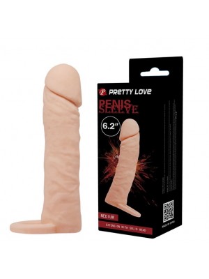 Realistik Uzatmalı Testisli Penis Kılıfı Ten Rengi