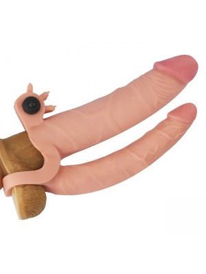 Uzatmalı Çiftli İçi Boş Titreşimli 18cm Çatal Dildo Penis Kılıfı