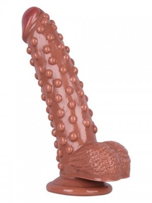 Kahverengi 24cm Nokta Kabartmalı Dildo