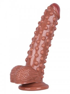 Kahverengi 24cm Nokta Kabartmalı Dildo
