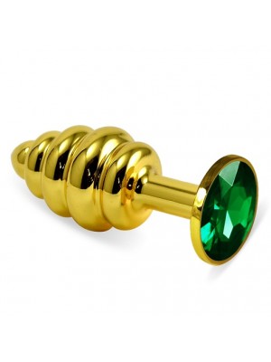 Gold Yeşil Taşlı Kıvrımlı KücükBoy Metal AnalPlug